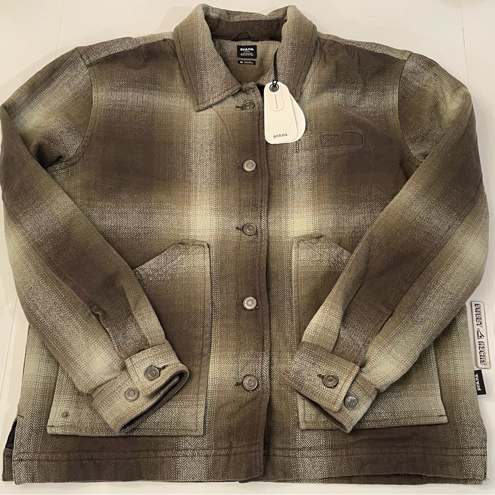 Women's Prana Bridges Flannel Jacket  In Sandstone Organic Cotton